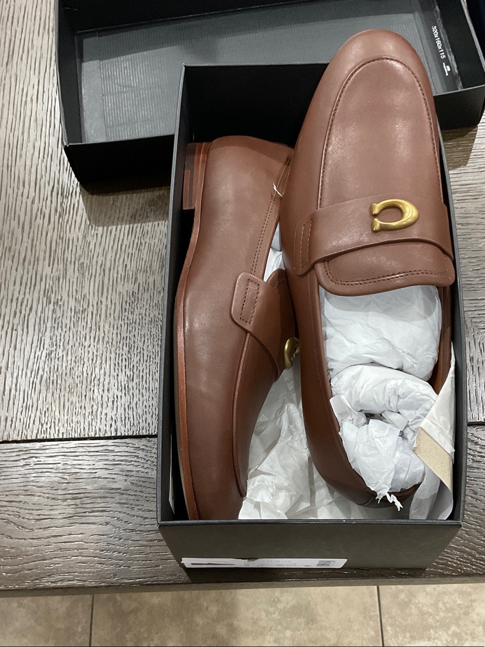 Coach Brown Leather Slip-On Loafers with Gold Accent